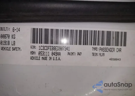 2014 Dodge Dart Gt из США, поврежденный, VIN 1C3CDFEB8ED907341